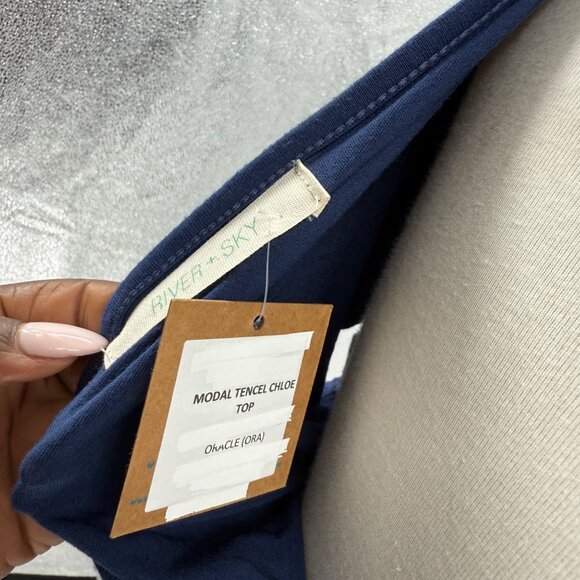 River & Sky Modal Tencel Chloe Top In Deep Blue, Size S - Picture 6 of 10